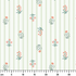 Patrón de rayas verdes con flores coral y hojas dispersas sobre fondo crema ruler cm