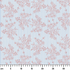 Patrón de rayas verticales azul cielo con delicadas flores rosado pálido dispersas ruler cm