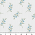 Patrón floral azul con ramas delicadas sobre fondo de rayas blancas y grises, estilo botánico ruler cm