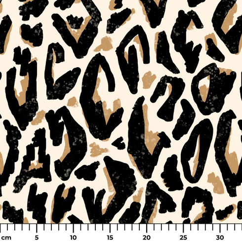 Estampado abstracto negro y dorado con formas orgánicas irregulares sobre fondo crema ruler cm