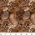 Estampado animal print con leopardo, serpientes y motivos abstractos en tonos café, negro y crema ruler cm