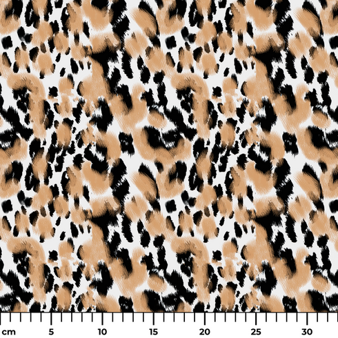 Estampado animal print en negro, café y blanco con manchas difuminadas estilo leopardo ruler cm