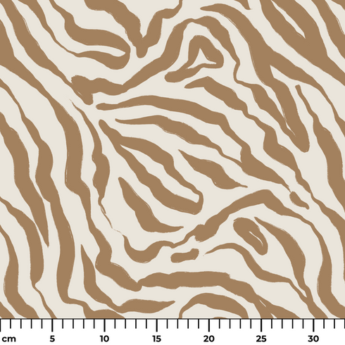 Estampado de rayas onduladas estilo cebra en café y crema ruler cm
