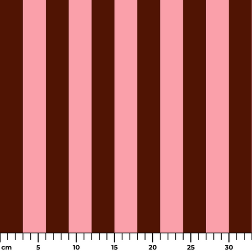 Rayas verticales anchas alternando café oscuro y rosado pálido
