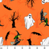 Patrón Halloween Naranja con Fantasmas Tela