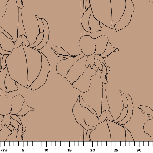 Flores Lineales Beige Tela
