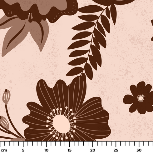 Flores Vintage Marrones sobre Beige Tela