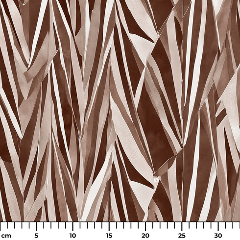 Hojas Abstractas Marrón y Beige Tela