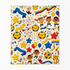 Patrón festivo con niños celebrando, emojis sonrientes, estrellas doradas y azules, serpentinas multicolor sutex blanket fullview new