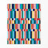 Franjas verticales multicolor vibrantes en bloques geométricos con tonos naranja, azul, verde, rosado, amarillo y café