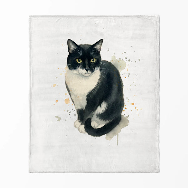 Gato Blanco y Negro en Acuarela Cobija