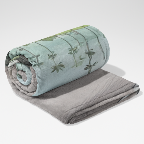 Ilustración acuarela de un camión militar verde en una carretera junto a un paisaje con palmeras y cielo azul. sutex blanket rolled