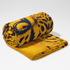 Diseño deportivo Colombia campeón con jaguar dorado, balón fútbol azul marino y amarillo vibrante sutex blanket rolled new