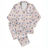 Patrón floral con rosas azules sobre fondo de rayas rosadas y blancas verticales delicadas sutex pajamas fullview mockup