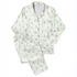 Patrón de rayas verdes con flores coral y hojas dispersas sobre fondo crema sutex pajamas fullview mockup