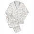 Patrón de rayas verticales con motivos florales delicados en tonos azules sobre fondo crema sutex pajamas fullview mockup