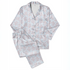 Patrón de rayas verticales azul cielo con delicadas flores rosado pálido dispersas sutex pajamas fullview mockup