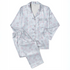 Patrón de flores rosadas sobre rayas azules y blancas verticales, diseño floral delicado y fresco sutex pajamas fullview mockup
