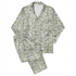 Estampado abstracto con rayas curvas en verde oliva sobre fondo blanco, estilo moderno sutex pajamas fullview mockup