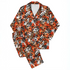Estampado abstracto con manchas de leopardo en naranja, negro, blanco y café sutex pajamas fullview mockup