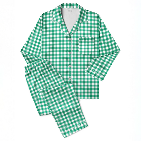 Patrón de cuadros en tonos verdes y blancos estilo tablero de ajedrez