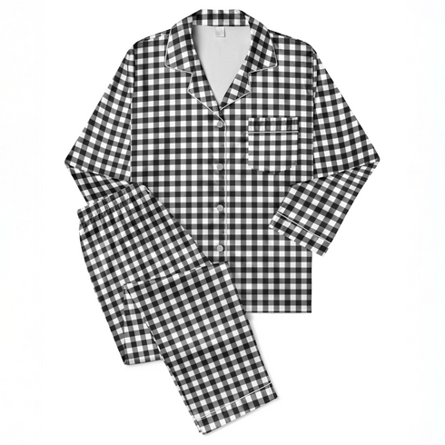 Patrón de cuadros en gris, negro y blanco tipo tablero de ajedrez