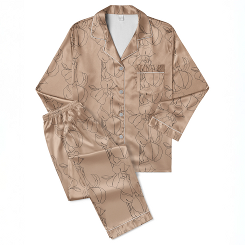 Flores Lineales Beige Tela
