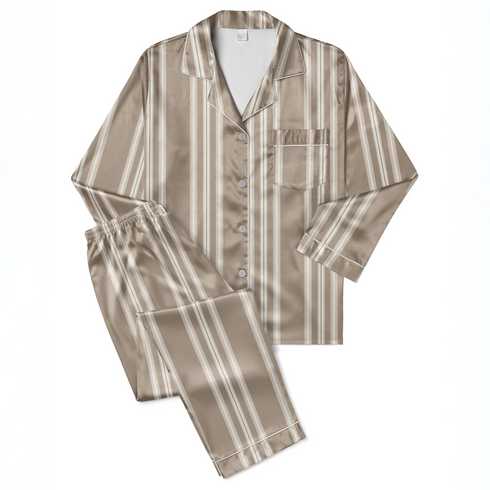 Rayas Verticales Beige y Blanco Tela