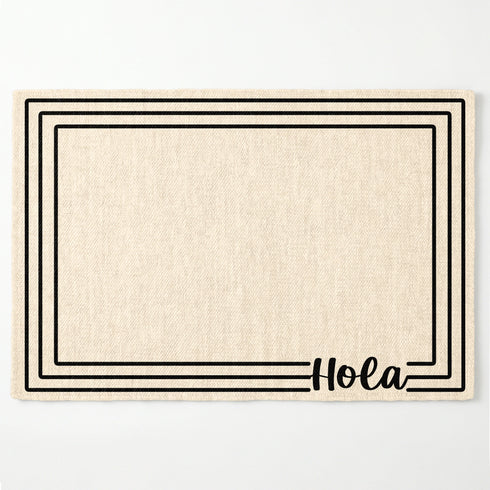 Marco rectangular triple con línea continua negra y texto "Hola" en la esquina inferior derecha