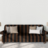 Patrón de rayas verticales alternando negro y café en diseño repetitivo sutex sofa mockup