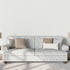 Patrón floral coral y gris sobre rayas azul cielo, flores delicadas con hojas decorativas sutex sofa mockup