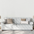 Patrón floral azul con ramas delicadas sobre fondo de rayas blancas y grises, estilo botánico sutex sofa mockup