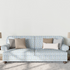 Patrón floral con líneas verticales en tonos azules, flores rosadas y amarillas sobre fondo rayado sutex sofa mockup