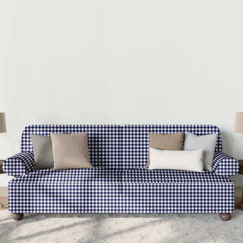 Patrón de cuadros en azul marino, gris y blanco estilo marinero