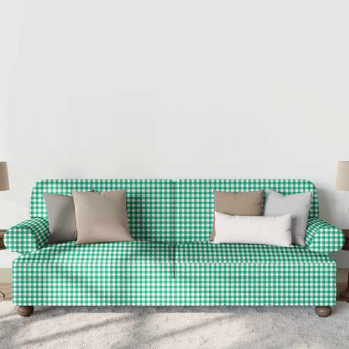 Patrón de cuadros en tonos verdes y blancos estilo tablero de ajedrez