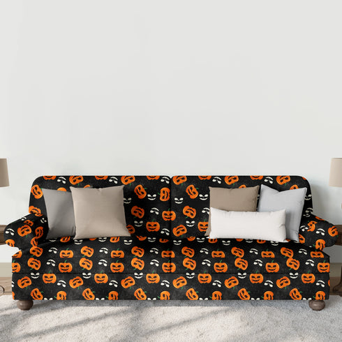 Calabazas y Fantasmas Halloween Negro Tela