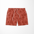 Red-brown floral pattern with abstract flowers on a lighter coral background sutex swimtrunks