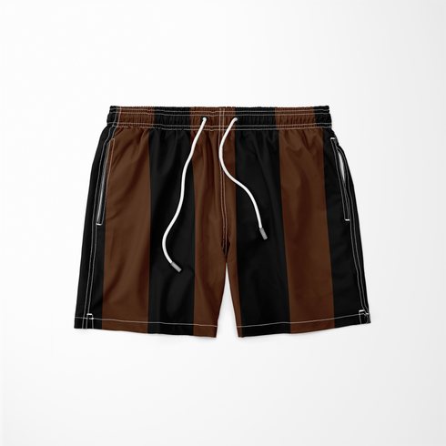 Patrón de rayas verticales alternando negro y café en diseño repetitivo sutex swimtrunks