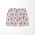Patrón floral con rosas azules sobre fondo de rayas rosadas y blancas verticales delicadas sutex swimtrunks
