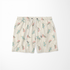 Patrón de rayas beige con flores rosadas y azules delicadas sobre fondo de líneas verticales sutex swimtrunks