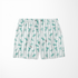 Patrón decorativo con rayas verticales y motivos florales de ramas verdes sobre fondo blanco sutex swimtrunks