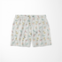 Patrón delicado de flores pequeñas en tonos rosado, amarillo y azul sobre fondo gris con rayas blancas sutex swimtrunks