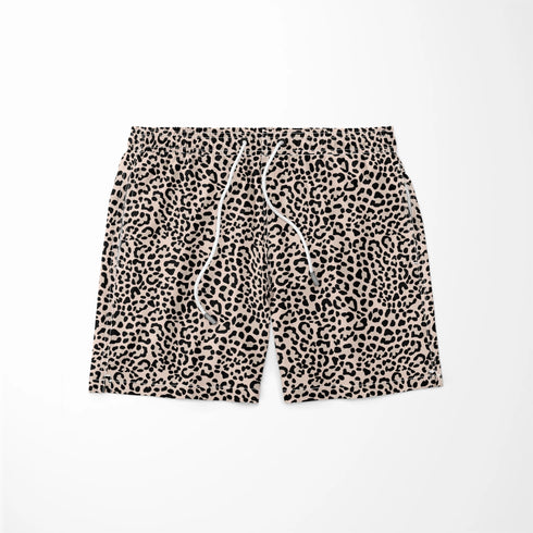 Estampado de pepas negras estilo leopardo sobre fondo beige sutex swimtrunks