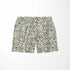 Estampado abstracto con rayas curvas en verde oliva sobre fondo blanco, estilo moderno sutex swimtrunks