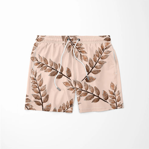 Hojas Elegantes en Tono Beige Tela