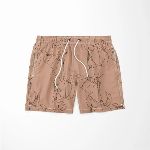 Flores Lineales Beige Tela
