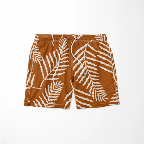 Hojas Tropicales Crema en Terracota Tela