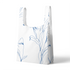 Patrón botánico de líneas azules que muestra flores y hojas en un estilo de dibujo minimalista sobre fondo blanco. sutex tote mockup