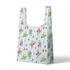Patrón floral con rosado, amarillo y azul sobre rayas verticales azules y blancas sutex tote mockup