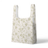 Patrón delicado de ramas verdes sobre rayas verticales beige y crema con estilo botánico suave sutex tote mockup